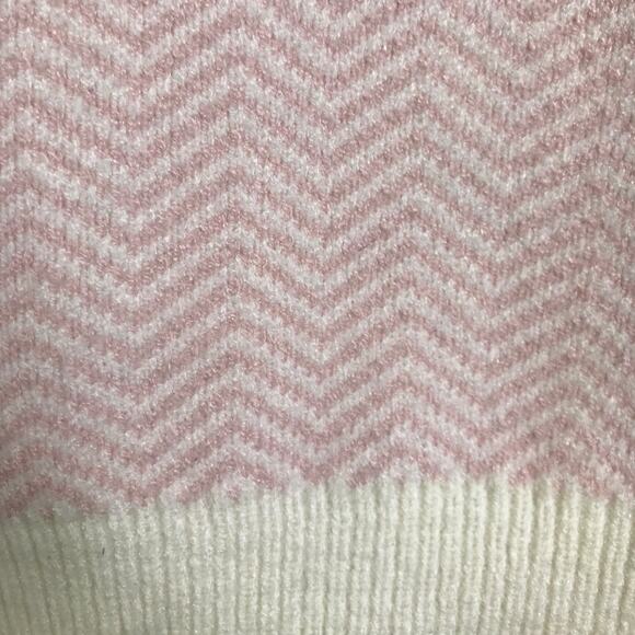 Mable Sweater Womens Sz S Pink Cream Chevron Long Sleeves V-Neck Collared NWT - Picture 7 of 10